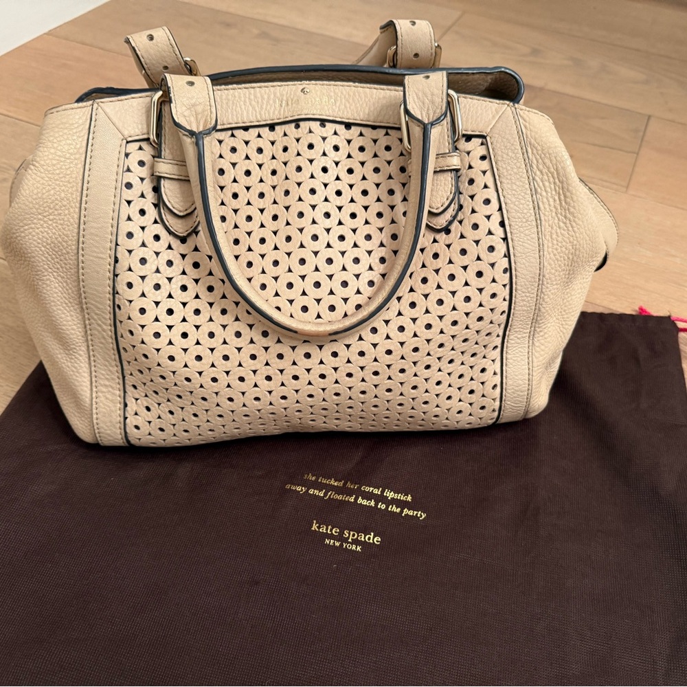 Kate Spade Beige Perforated Satchel